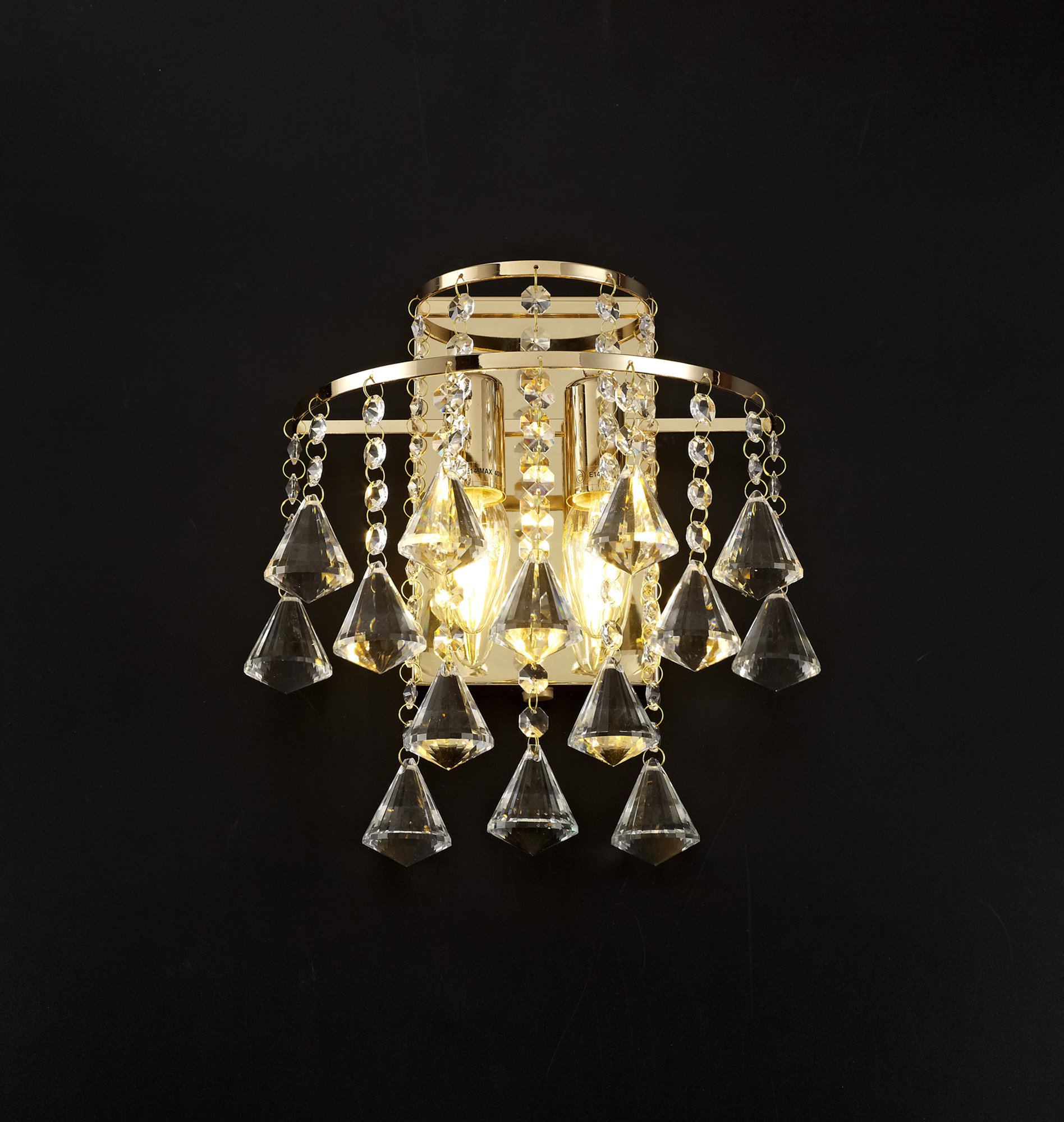 Inina French Gold Crystal Wall Lights Diyas Flush Wall Lights